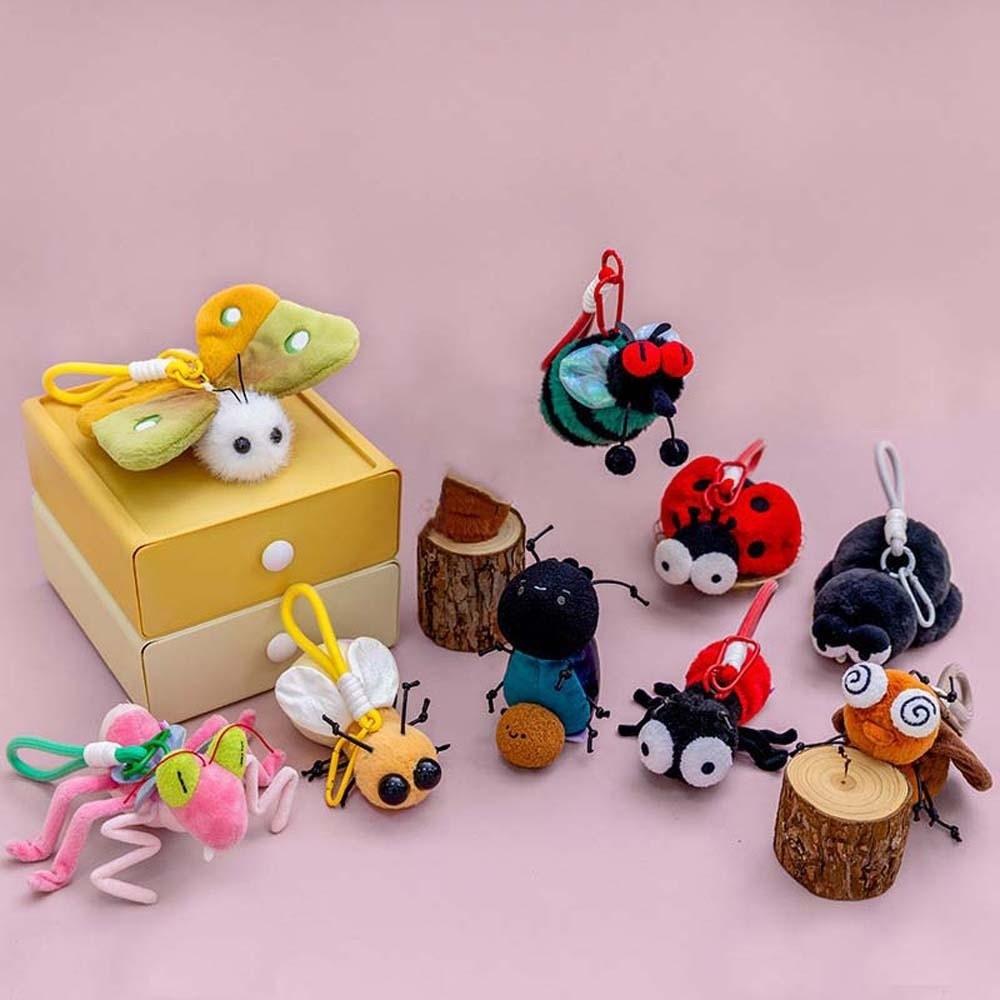 Cartoon Plüschinsekten Schlüsselanhänger Polyester Kakerlake Schlüsselanhänger Kreativer Motten Fliegen Anhänger Schüler