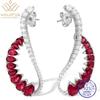 WUIHA 925 Sterling Silver Pear Cut Lab Sapphire Ruby High Carbon Diamonds Wedding Engagement Drop Dangle Earrings Fine Jewelry