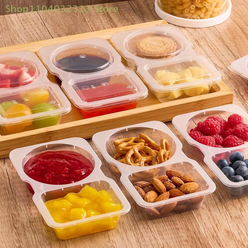 5/10/15/20PCS Double Compartment Condiment Containers With Lids Portable Compartment Snack Boxes Suitable For Outdoor Picnics