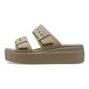 Sandálias Slide Simples Elegantes Confortáveis Calçado Feminino Cáqui 207431-260