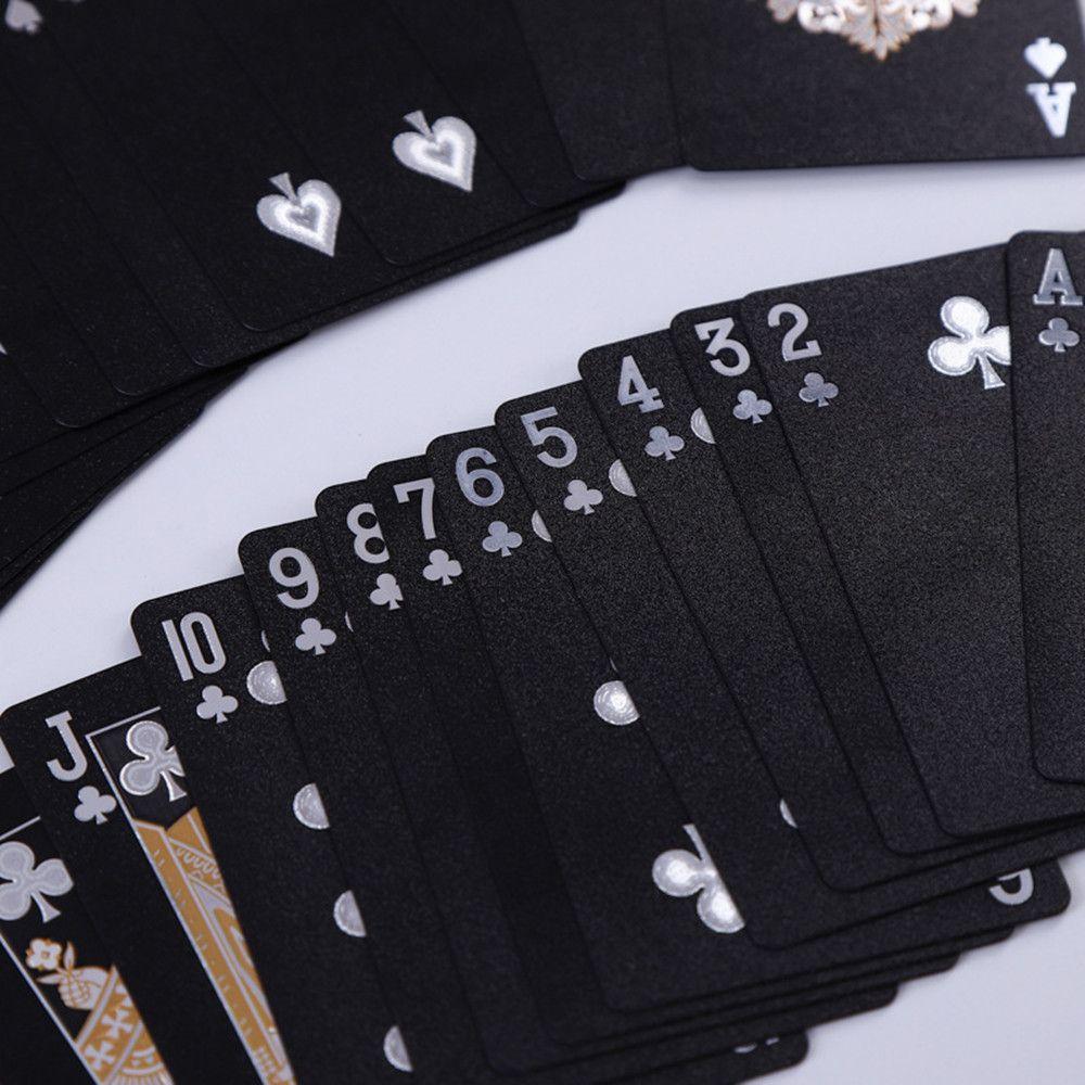 A Deck of Playing Cards 2 Styles of Plastic with Golden Laminate Washable Creative Black and Gold Water Repellent Magic Cards