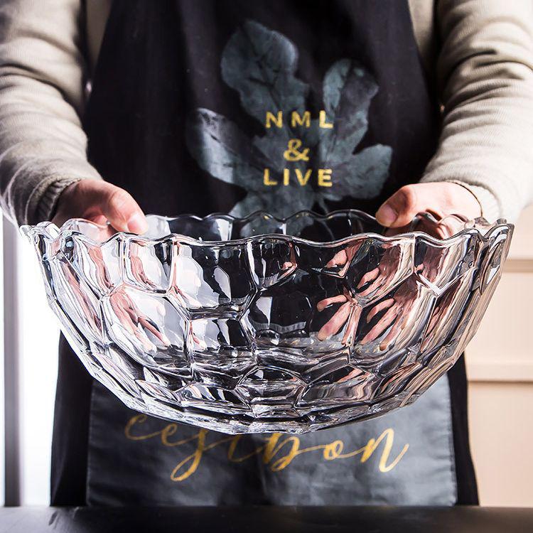 Extra velká křišťálová skleněná mísa na ovoce s vysokou kapacitou