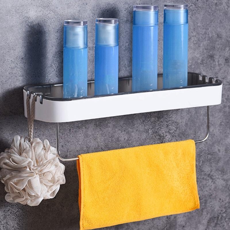Space Saving Bathroom Basket No Drilling Required Storage Rack/Tissue Box Wall Mounted Plastic Shelf Kitchen Supplies