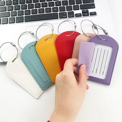LOGO Can Be Ordered Thickened Pu Leather with Printed Paper Card Label Stainless Steel Lanyard Couple Aircraft Luggage Tag