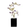 Metal Handicraft Golden Tree Crystal Flower Brass Amethyst Decoration Golden Bird Metal Decorative Figurines Home Decoration