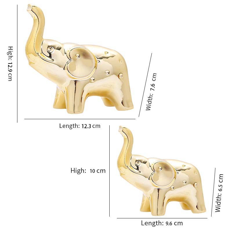 A Pair Ceramic Elephant Statue Animal Sculpture Craft Home Office Desktop Decor Wealth Lucky Ornament Christmas Mothers Day gift