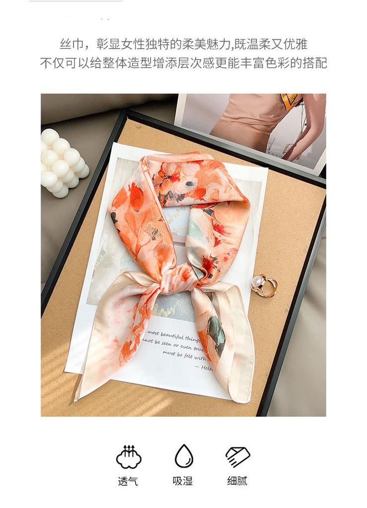 Korean atmosphere simulation silk printing silk scarf neck small square scarf high-end shawl sunscreen headscarf scarf female