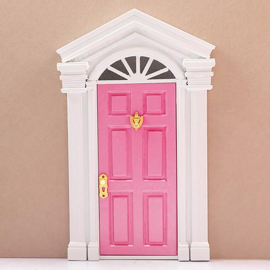 Puppenhaus Tür Niedlich Dekorativ 6 Felder 1/12 Miniatur Holz Feentür Zubehör Szene Requisite