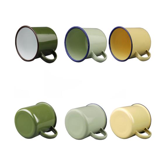 Retro Style Multi-use Water Mug Enamel Practical Non-sliding Base Drink Mug for Home