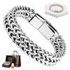 Men' Silver Bracelet THICK Double Diamond Wide BRACELET