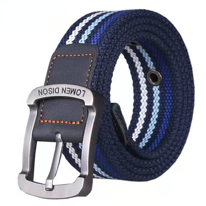 

Молодіжний Студентський Полотняний Ремінь Модний Смугастий Чоловічий Ремінь Пояс для Джинсів Хлопчиків Повсякденний Декоративний Ремінь з Нержавіючої Сталі 125cm