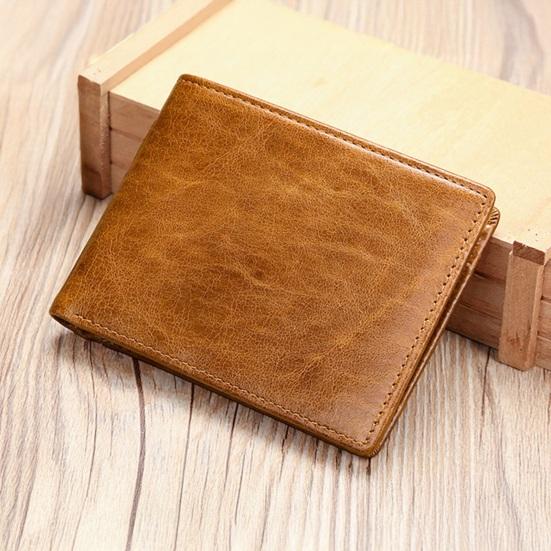 Men Faux Leather Wallet Large Capacity Bi-fold Short Wallet Vintage Minimalist Business Casual Credit Card Holder Front Pocket Wallet