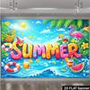 2D Colorful Summer Banner with Waves, Sun & Flamingo for Photoshoot