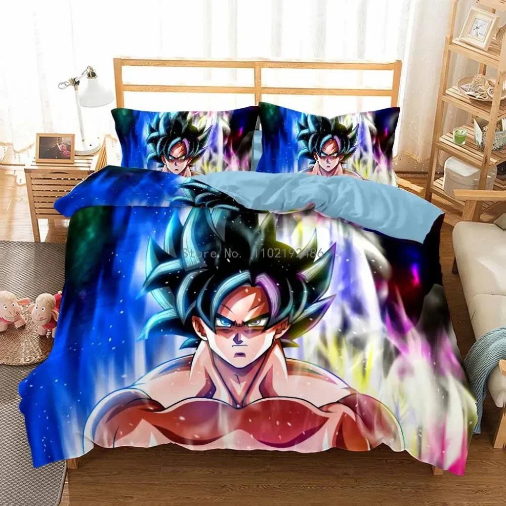 2D Print Anime Dragon Ball Super Saiyan Son Goku Duvet Cover Bedding Set Double Twin For Kids Bedclothes Quilt Cover Gi