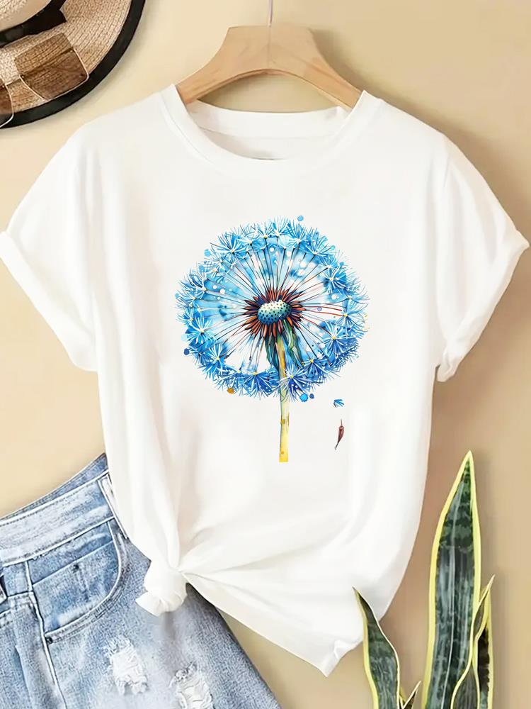 (Asian Size) T Shirt lovely flower style Fashion Women Tee Top Clothing Casual Printed Lady Female Graphic  Short Sleeve T-shirts
