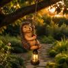 Decorative Porch Lighting Climbing Animal Solar Light, Resin Statue with Lantern, Novelty Yard Art for Trees Hanging Garden Light Outdoor Tree