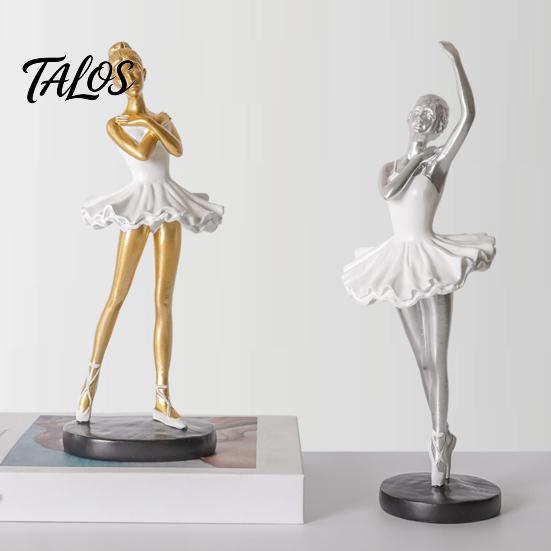 Counterweighted Base Figurine Ballet Dancer Figurine, Ballerina Statue with Stable Round Base, Resin Literary Home Decoration Figurines, Elegant