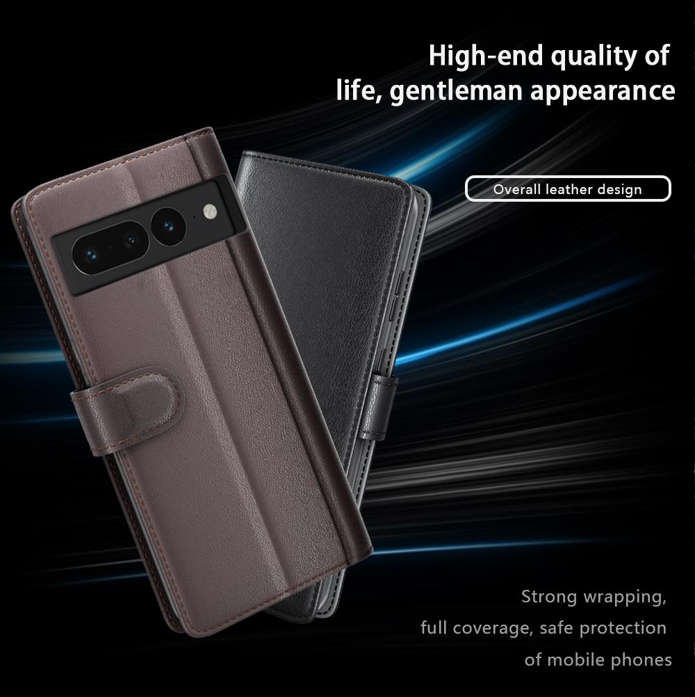 For Google Pixel 7 Pro 5G Phone Cases Genuine Split Leather Wallet Mobile Cover Stand