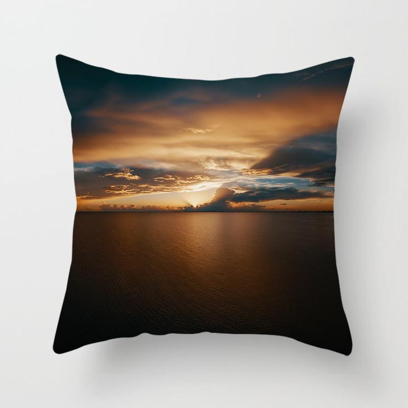 Natural Landscape Printing Pillowcase Sofa Car Decoration Office Seat Cushion Cover Room Bedside Home Decoration 45x45cm