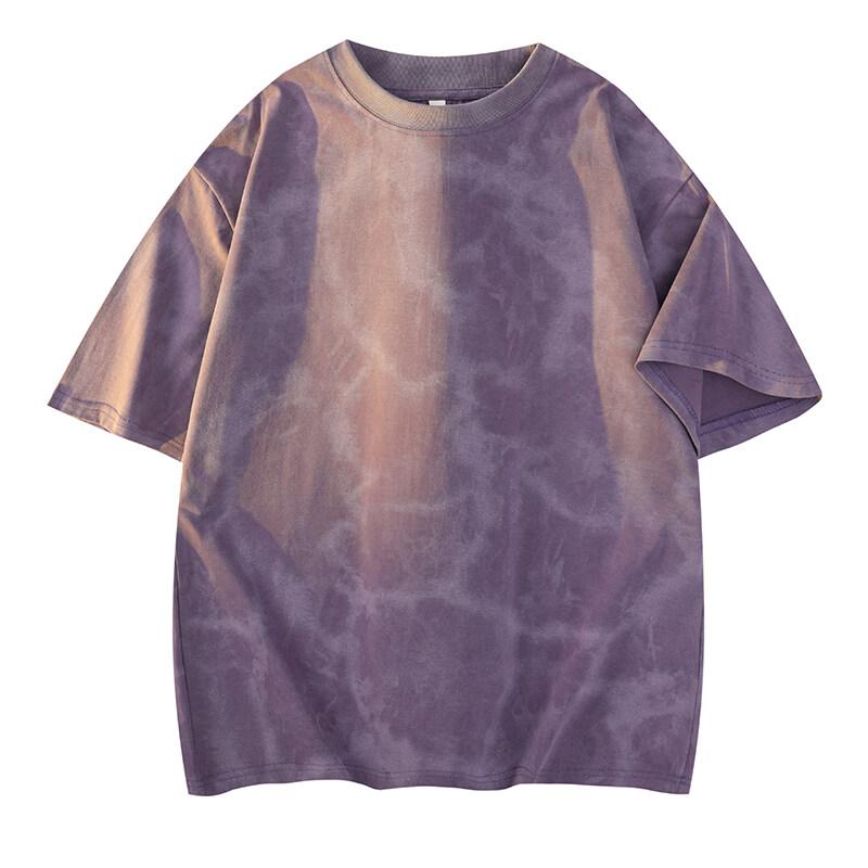 Pánská letní trička s kulatým výstřihem Pánská ležérní trička s krátkým rukávem Pánská trička s gradientním tie-dye ležérním stylem Módní topy v anglickém stylu