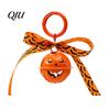 Halloween Backpacks Charm Pumpkin Bell Keychain, Hollow Head Key Ring with Ribbon Bow, for Holiday Party Decoration Keychain