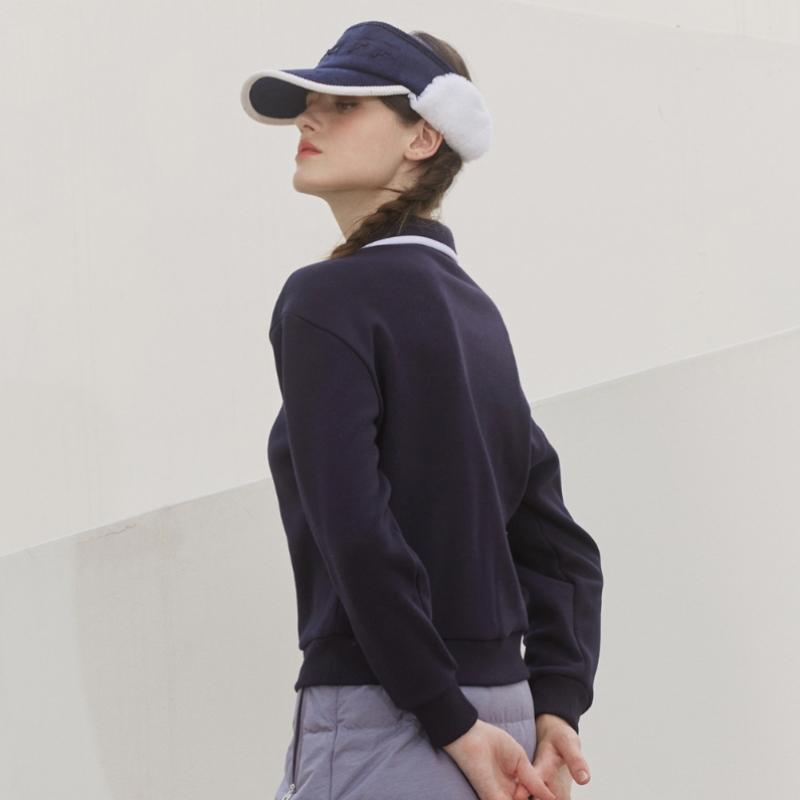 ONOFF Women S looSe FiT Half Zip T ShirT Of9103lb Navy