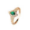 Retro famous style exquisite texture inlaid with emerald edge white diamond ring retro luxury