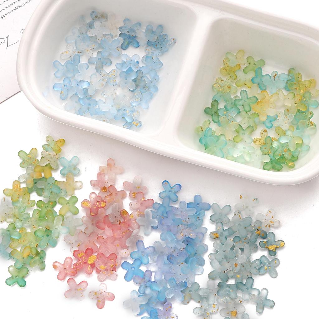 Acrylic Point Golden Bead Tetrapetal Flower Interval Scattered Beads For DIY Bracelets Necklaces Jewelry Making