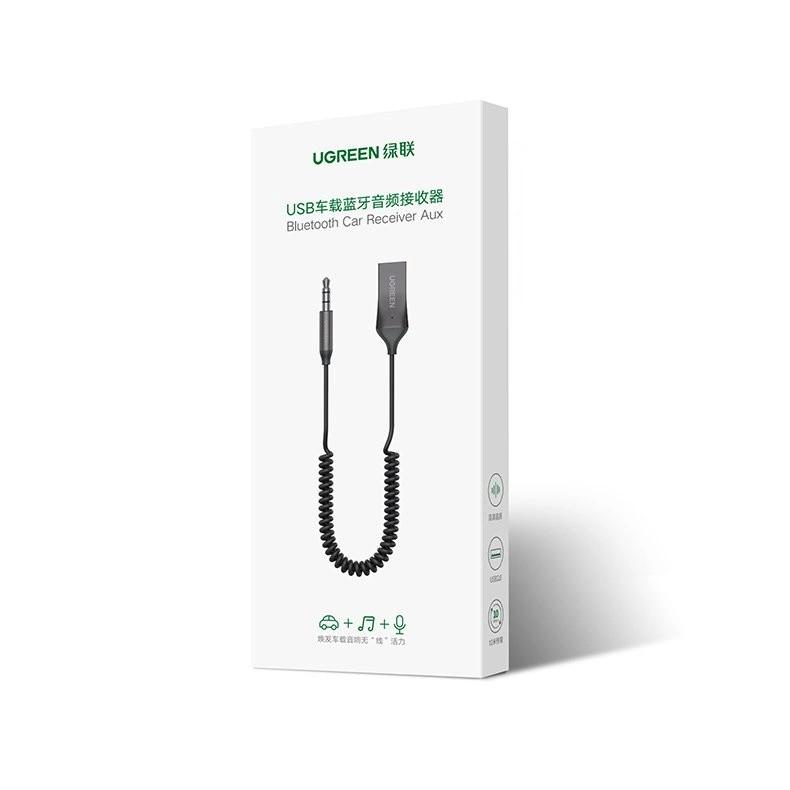 Ugreen odbiornik dźwięku Bluetooth 5.3 kabel USB adapter audio AUX jack czarny (70601 CM309)