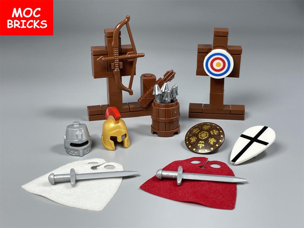 MOC Bricks Spartan Warrior Roman Middle Age Castle Knight Action Figures Arrow Educational Building Blocks Accessories Kids Toys