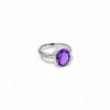 925 Sterling Silver Unisex Ring with Faceted Amethyst – Bold Round Cut Statement Ring for Everyday & Spiritual Wear