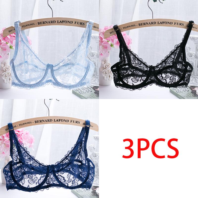 Europe and The United States Thin Single-layer Sexy Bra Full Lace Steel Ring Cottonless Bra Adjustable Big Yards Bra