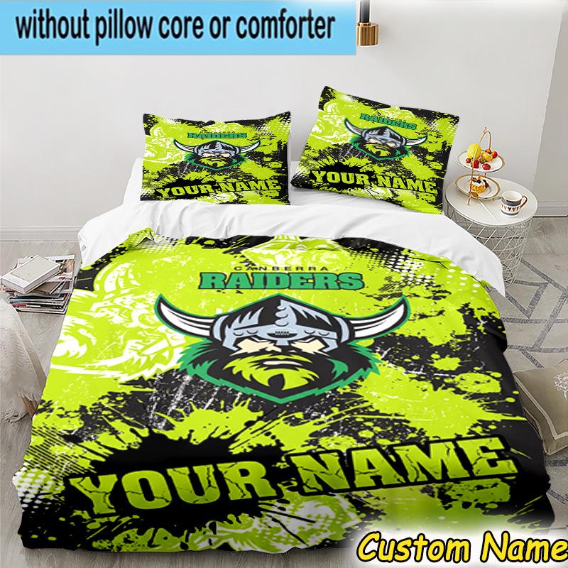 3pcs Custom Name Raiders Team Spirit Bedding Set Includes 1 Duvet Cover & 2 Pillowcases for All Seasons Dormitory Home Decor Christmas gifts