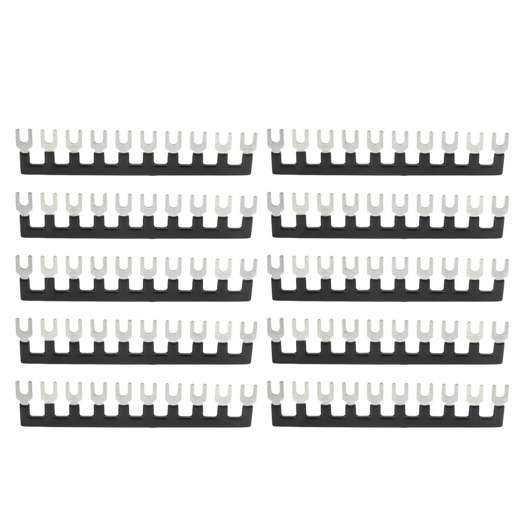 10Pcs 25A Jumper Block Terminal Strips Insulated TB Barrier Strip Fork Type Terminal Stripe Strips Black TB 2510