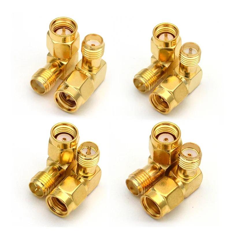 5/20Pcs 3 Way 90 Degree Right Angle SMA Adapter Brass Gold Plated Male Female SMA Connector