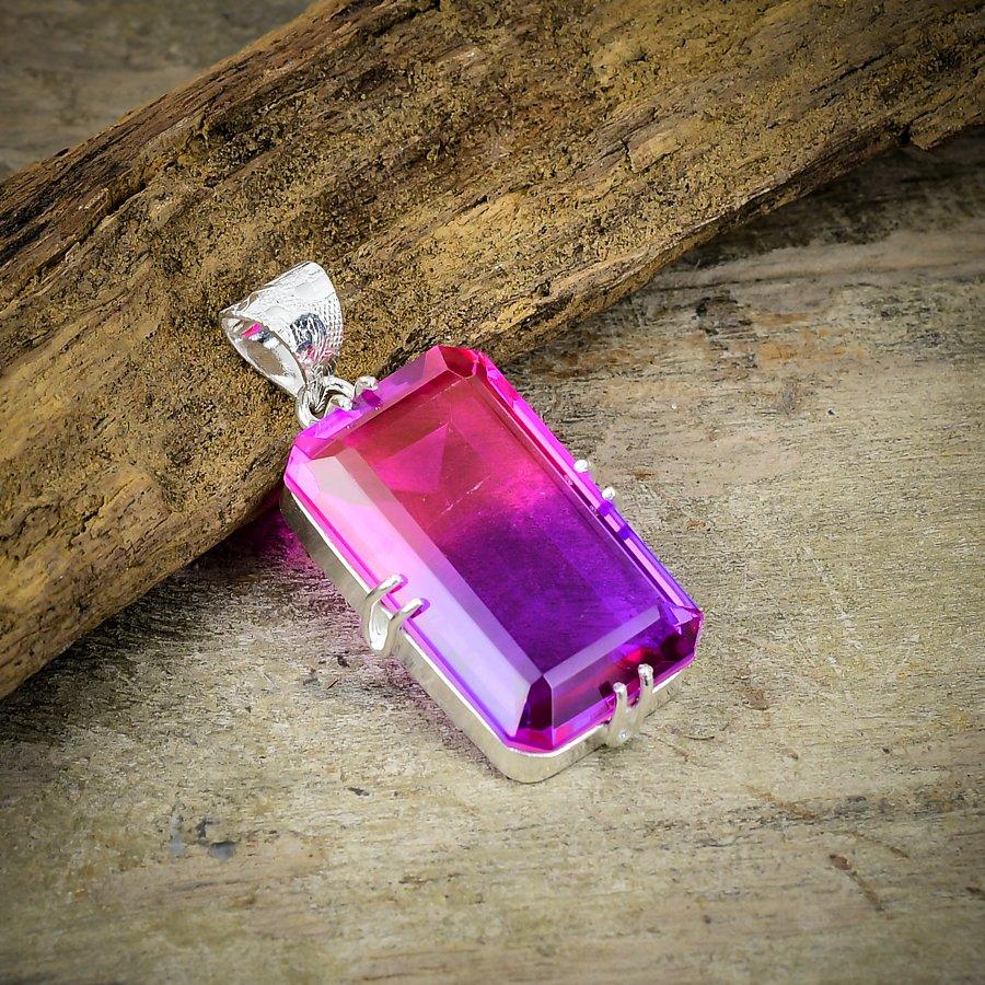 

Bi-Color Tourmaline Gemstone 925 Sterling Silver Jewelry Pendant 1.65 M-125