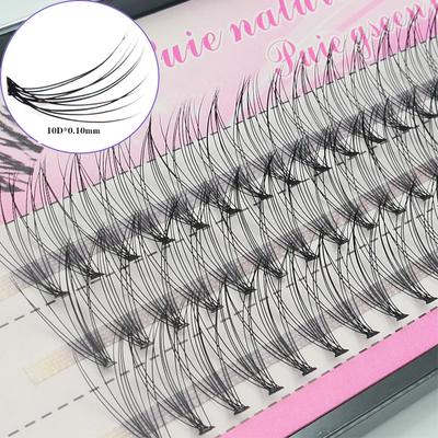 60 trsů/krabice Jednotlivé řasy 10D 0,1 mm Prodloužení řas Přírodní styl Jednotlivé řasy Trsy řas