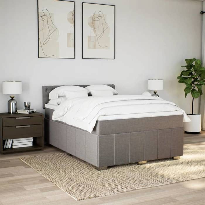 VidaXL Sommier à lattes de lit avec matelas Taupe 140x200 cm Tissu 3287102