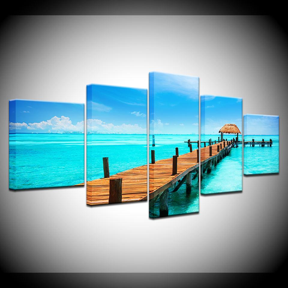 Canvas Painting Tropical island natural scenery 5 Pieces Wall Art Painting Modular Wallpapers Poster Print Home Decor