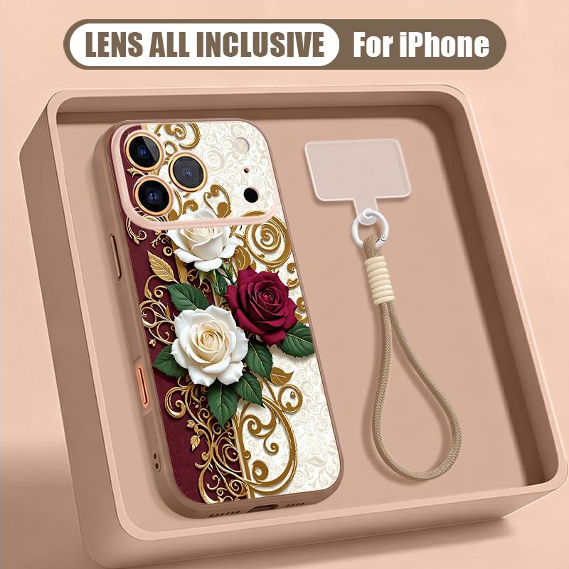 Oil Painting Flower Hand Strap Case For iPhone 17 Pro Max iPhone 16 15 14 13 Pro Max Magnetic For Magsafe Hybrid TPU+PC Matte Cover