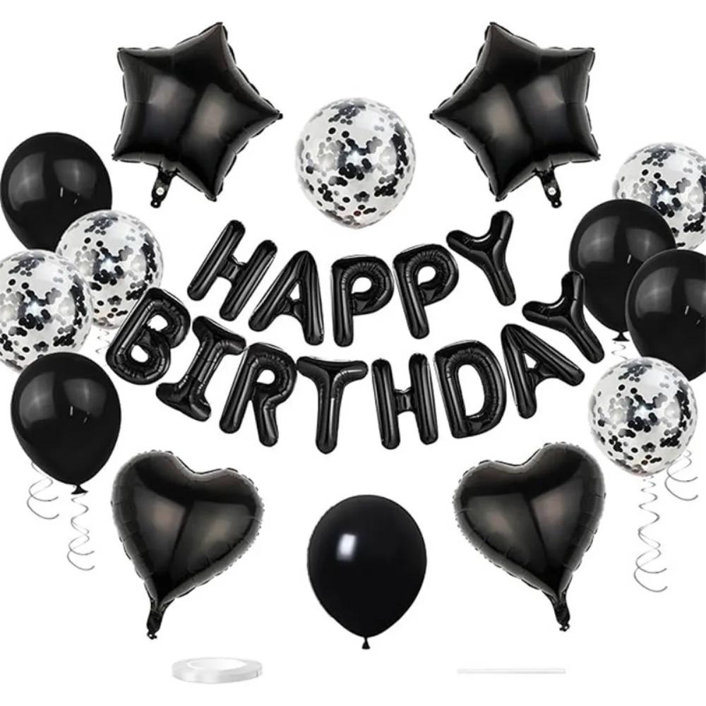 Heart Star Happy Birthday Balloon Garland Kit Latex/Aluminum Film DIY Accessories Balloons Background Wall Decoration Supplies