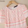 ZANZEA Women Summer Round Neck Casual Short Sleeve Print Dress
