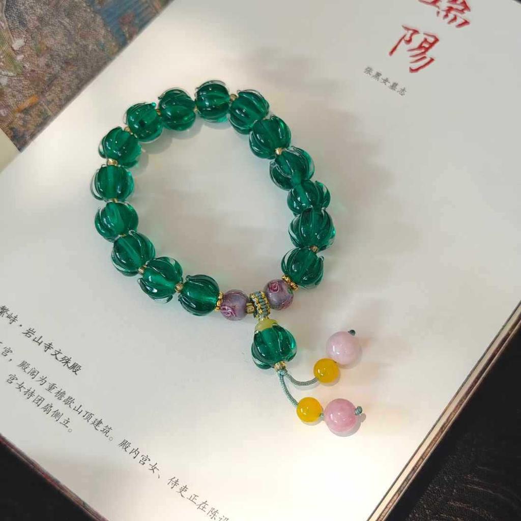 Temple-Style Fluorite Lion Bracelet - Ethnic Design for Women