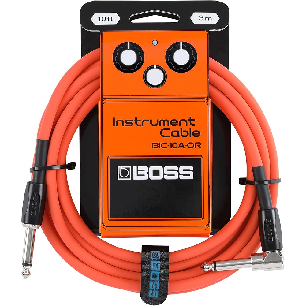 BOSS Boss BIC-10A-OR Guitar Cable Orange 3m L Type - Straight Type Oxygen-free Braided Cable