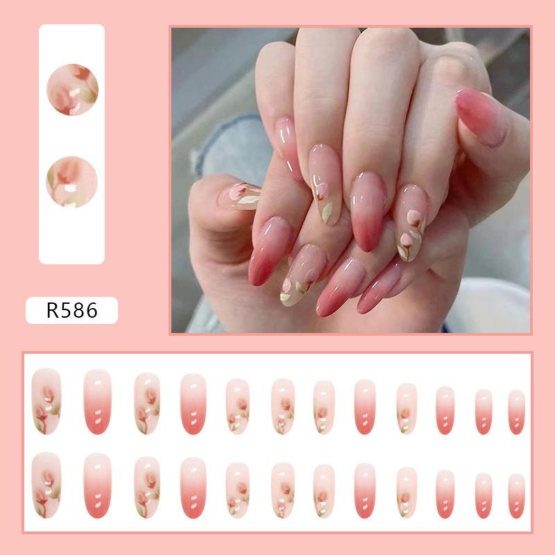 24Pcs Cute  False Nails Patch Artificial Press On Wearing False Nails Detachable Fake Fingernails Full Cover Nail Tips