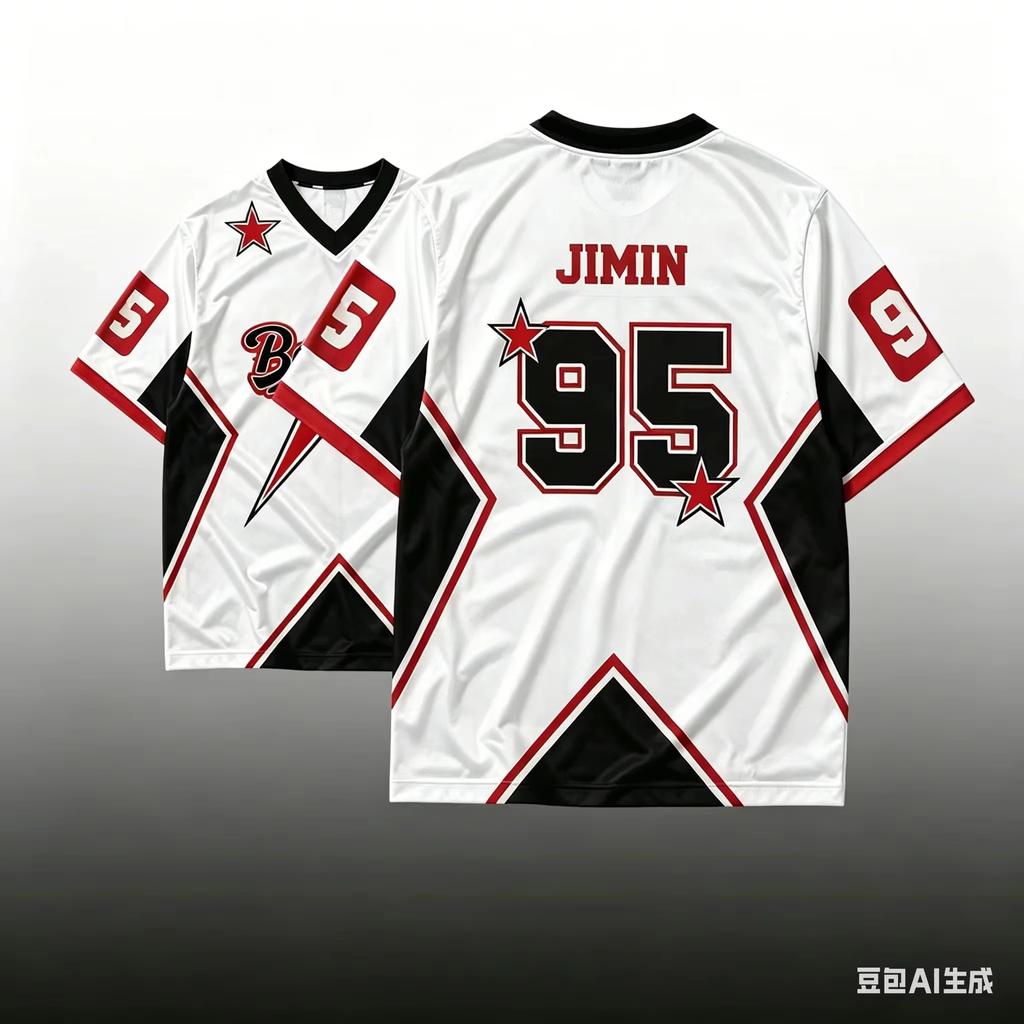 Family Matching JIMIN Football Jersey, Geometric 95 Number Print Short‑Sleeve Mesh Top For Adult Unisex Fans Streetwear