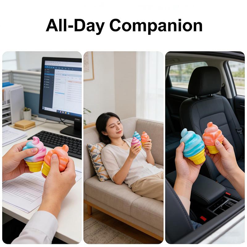 Simulation Soft Ice Cream Sensory Toys Stress Relieving Squishy Toys For Children Adults Fidget Sweetener Toys Room Decoration