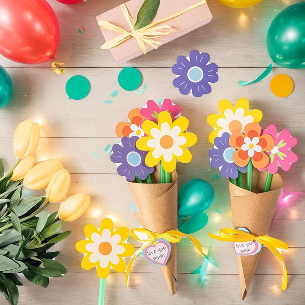 Flower Bouquet Craft Kit DIY Flower Paper Craft Kit Artificial Flowers Craft Kit for School Classroom Home Fun Activities