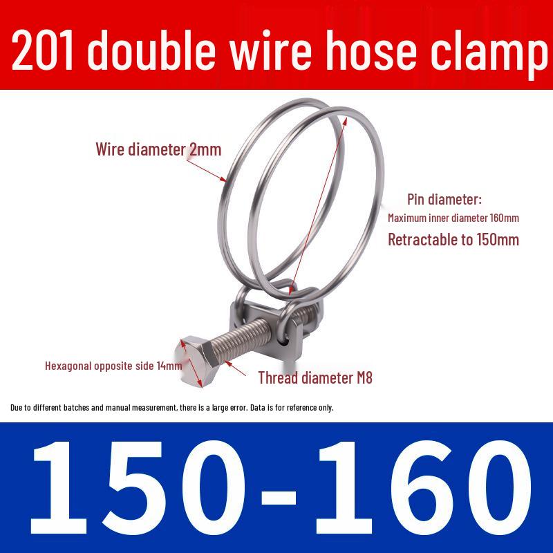 Doppeldraht-Schlauchschelle aus Edelstahl für Feuer-, Wasser-, Gasleitungen - Verdickt