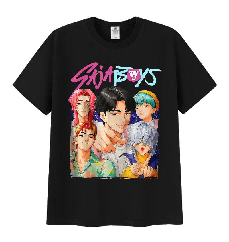 

K-pop Saja Boys Охотники на демонов Фильмы 2025 Графические футболки Мужские Женские Ретро Харадзюку Круглый вырез Оверсайз Хлопковая футболка Летние топы 4XL
